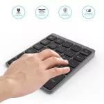 Rechargeable 28 Keys Bluetooth Wireless NUMERIC Keypad Mini Numpad Alloy Ultra-Thin Wireless Keyboard for PC Accounting Tasks