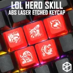 Novelty Shine Through Keycaps Abs Etched Shine-Through Lol Black Red R2 Hero Skill
