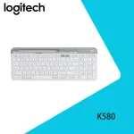 Logitech K580 คีย์บอร์ดไร้สายหลายอุปกรณ์น้ำหนักเบาแป้นพิมพ์บลูทู ธ แป้นพิมพ์สำนักงานแป้นพิมพ์โน้ตบุ๊ก Ultra Slim Full Size