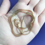 สร้อยคอสแตนเลสแท้ ลายสี่เสา ทองเลเซอร์ สร้อยคอห้อยพระ สร้อยคอแฟชั่น สร้อยคอผู้หญิง สร้อยพระ ไม่ลอก ไม่ดำ LS001.8