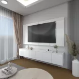 ชั้นวางทีวีแบบแขวนลอย รุ่น NADIA สีขาว เคลือบเมลามีนเนื้อมันเงาเรียบหรูมีระดับ