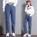 Free Shipping Korean Boyfriend Style Elastic Waist Straight Loose Jean Pants