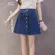 Summer Korean style, high -waisted student, one row buttons, large bags, shape skirts