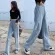 8529 high -waisted Korean jeans, vintage style, wide foot, beautiful long -sleeved jeans