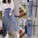 N525 Korean high -waisted jeans, beautiful long -sleeved jeans