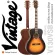 VINTAGE V130VSB Historic Series, FOLK Guitar, Mahogany Wooden Square White Block Vintage Sunburst
