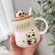 Cute Cartoon Panda Ceramics Mug 400ml With Lid And Spoon Coffee Milk Tea Mugs Breakfast Cup Drinkware Novelty S