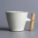 Luwu Japanese Vintage Ceramic Coffee Mug Bronzetea Milk Beer Mug Wood Handle Water Cappuccino Cup Home Office Drinkware