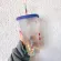With Straws Creative Water Cups Changing Reusable Color Cup Magical Plastic Water Color Changing Cup Tumbler Discolration