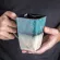 Creative Flow Glaze Square Coffee Mug Spoon And Lid Retro Tea Cup Household Matte Color Ceramic Milk Water Cup