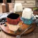 Creative Flow Glaze Square Coffee Mug Spoon And Lid Retro Tea Cup Household Matte Color Ceramic Milk Water Cup