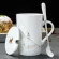 12 Constellations Creative Ceramic Mugs With Spoon Lid Black And Gold Zodiac Milk Coffee Cup 420ml Water Drinkware