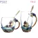 Exquisite Enamel Transparent Glass Coffee Teacup Personality Blue Rose Heat-Resistant Cup Set Household Glass Red Rose