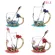 Exquisite Enamel Transparent Glass Coffee Teacup Personality Blue Rose Heat-Resistant Cup Set Household Glass Red Rose