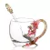 Color Enamel Glass Coffee Mugs Plum Tea Cups With Spoon Europe Drinkware