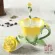 150ml Enamel Rose Coffee Mugs Tea Cups Saucer Spoon Creative Lover Drinkware