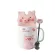 Newyearnew Creative Cute Pig Milk Pink Pink Girl's Heart Cartoon Ceramic Cup with Lid Spoon S
