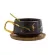 Creative Fresh Nordic Style Marble Matte Gold Ceramic Cup Tea Mug with Wooden Lid Tay