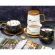 Creative Fresh Nordic Style Marble Matte Gold Ceramic Cup Tea Mug With Wooden Lid Tray