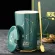 420ml Ity Constellation Ceramic Mug Dark Green Bone China Lemon Cup Household Coffee Cup Box Lovers Cup Office Mug
