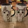 Creative Cartoon Ceramic Mug Personality Super Large Capacity Coffee Mark Milk Cute Breakfast Oatmeal Milk Tea Cup Couple