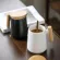 Coffee Mug Office Mug Black And White Retro Creative Cup With Lid Household Coffee Cup Large Capacity Milk Cup