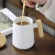 Coffee Mug Office Mug Black And White Retro Creative Cup With Lid Household Coffee Cup Large Capacity Milk Cup