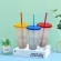 5pcs Rainbow Changing Straw Cup Thermochromic Cup Cold Cups Outdoor Reusable Plastic Tumbler Coffee Tea Mugs Water Bottle