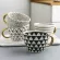 Meiling Creative Hand Painted Big Mugs With Gold Geometry Pattern Ceramic Coffee Tea Milk Cups Irregular Shape Home Decor