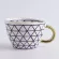 Meiling Creative Hand Painted Big Mugs With Gold Geometry Pattern Ceramic Coffee Tea Milk Cups Irregular Shape Home Decor