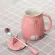 500ml Ceramics Cat Mug With Lid And Spoon Handle Cute Cat Mug Coffee Milk Tea Mugs Breakfast Cup Drinkware Novelty S