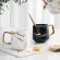 New Creative Marble Texture Ceramic Mug Gold Plated Handle Cup Wood Saucer Lid Cup Breakfast Milk Mug Beer Glass Crafts