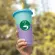 5pcs 710ml 24oz Glitter Flash Shiny Straw Cup Color Changing Plastic Tumbler Coffee Cup Lid High Capacity Straw Cup