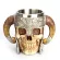 3d Double Stainless Steel Skull Mug Beer Stein Tankard Tea Water Wood Barrel Mug Knight Helmet Halloween Bar Cool Drinkware