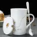 12 Constellations Creative Ceramic With Spoon Lid Black And Gold Porcelain Zodiac Milk Coffee Cup 420ml Water Drinkware