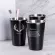 Black Stainless Steel Coffee Mug with Lid Starw Creative Letter Camping Tea Milk Juice Cups Home Office Beer Cup 1PC