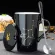 12 Constellations Ceramic Mugs With Spoon Lid Black And Gold Porcelain Zodiac Milk Coffee Cup 420ml Water Drinkware