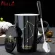 12 Constellations Ceramic Mugs with Spoon Lid Black and Gold Porcelain Zodiac Milk Coffee Cup 420ml Water Drinkware