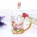 Enamel Transparent Glass Coffee Tea Mug Blue Roses Heat-Resistant Cup with Stainless Steel Spoon Coaster and Wipe Cloth