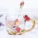 Enamel Transparent Glass Coffee Tea Mug Blue Roses Heat-Resistant Cup with Stainless Steel Spoon Coaster and Wipe Cloth