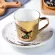 SPECULAR Reflection Coffee Cup Ceramic and Saucers Scoop Gold Mug