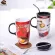 Fall Creative Cute Cartoon Ceramic Coffee Mug Mugs Breakfast Cereal Juice Red Tea Cup Student Friend Office Straw Cups
