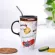Fall Creative Cute Cartoon Ceramic Coffee Milk Mug Breakfast Cereal Juice Red Tea Cup Student Friend Office Straw Cups