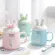 Kawaii 3D Cartoon Rabbit Ceramic Mug with Lid and Bow Spoon Porcelain Drinking Cup Cup Cup Cup Cup Cup Cup