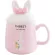 Kawaii 3D Cartoon Rabbit Ceramic Mug with Lid and Bow Spoon Porcelain Drinking Cup Cup Cup Cup Cup Cup Cup