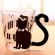 300-400ml Free Shipping Blackwhite Piano Cat Cartoon Glass Mugs Lovers Milk Coffee Juice Cup With Handle