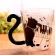 300-400ml Free Shipping Blackwhite Piano Cat Cartoon Glass Mugs Lovers Milk Coffee Juice Cup With Handle