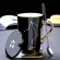 Ceramic Mugs 12 Constellations Creative Glass With Spoon Lid Black And Gold Porcelain Zodiac Milk Coffee Cup Drinkware