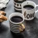 Creative Gold Ceramic Mug Ceramic Coffee China Bone Milk Tea Cup Love Heart Stripe Drinkware 350ml Home Kitchen