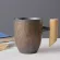 Japanese Vintage Ceramic Coffee Mug Tumbler Rust Glaze Tea Milk Beer Mug With Wood Handle Water Cup Home Office Drinkware